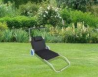 Gartenliege Sonnenliege rollbar Schwarz