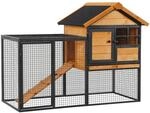 PawHut Kaninchenstall erh&ouml;htes Haus mit Abschlie&szlig;bare T&uuml;r Outdoor Holz-Metall
