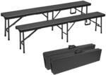 Klappbank im 2er Set, mobile Sitzbank 180 x 25 cm in Rattan-Optik, klappbare Bierbank