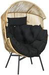 Outsunny Rattansessel, Rattan Korbsessel mit dickem Sitzkissen f&uuml;r Terrasse...
