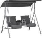 Outsunny Hollywoodschaukel 2-Sitzer Schaukelbank mit Baldachin, Tasche, Tablett