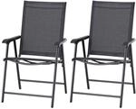 Klappstuhl mit Armlehne 2er Set Campingstuhl Angelstuhl Metall Schwarz 58 x 64 x 94