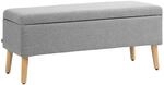 HOMCOM Sitzbank Polsterbank mit Stauraum scandinavia Polyester Holz Grau