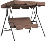 Hollywoodschaukel Gartenschaukel 3-Sitzer mit Dach Stahl Braun