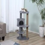 Katzenbaum 4 st&ouml;ckig gro&szlig; Sisal Pl&uuml;sch Grau 48x48x104 cm