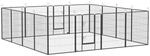 Welpenauslauf Welpengehege modulares Design 16 Elemente Stahl Grau