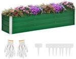 Outsunny Hochbeet aus Stahl Pflanzkasten Gartenbeet Blumenkasten mit Handschuhe