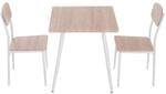 HOMCOM 3-teilige Essgruppe, Esstisch Set Holzmaserung MDF, Metall, Nautr+ mit 1 Tisch