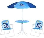 Outsunny 4 tlg. Kindersitzgruppe Gartentisch 2 Klappst&uuml;hle Sonnenschirm Camping