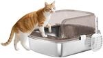 PawHut Katzenklo Edelstahl, offen Katzentoilette mit hohem Rand, Wanne,...