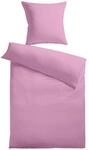Baumwoll-Satin Bettw&auml;sche Uni 80 x 80 + 155 x 220 cm, Farbe flieder