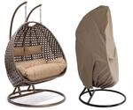 Home Deluxe Polyrattan H&auml;ngesessel TWIN Braun inkl. Regenabdeckung