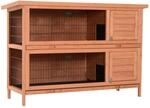 Kaninchenstall doppelst&ouml;ckig f&uuml;r Kleintiere Tannenholz Orange 136,4x50x93cm