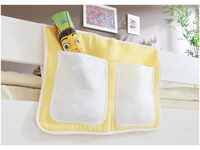 Ticaa Bett-Tasche für Hoch- und Etagenbetten "gelb-weiß"