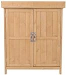 Outsunny Ger&auml;teschrank Ger&auml;teschuppen Holzschrank 2 F&auml;cher Tannenholz Natur