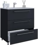 VCM 2-tlg. Stand-Badblock "Badinos 3 Schubf&auml;cher" 60cm Schwarz