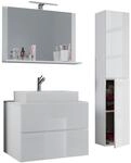 Badblock Lendas L 60cm Unterschrank + Spiegel + 1 Seitenschrank Wei&szlig;