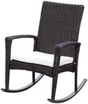 Schaukelstuhl mit Kissen Polyrattan+Metall Braun 66x88x98cm