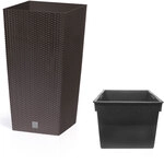 POWERTEC GARDEN XXL Pflanzs&auml;ule in Rattan-Optik, ca. 95 Liter - Braun