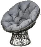 Outsunny Papasansessel Korbsessel Sessel mit Polster 360 Grad Rattan Grau