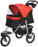 Hundewagen Hundebuggy Katzen Pet Stroller mit 3 R&auml;dern klappbar Rot
