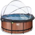 EXIT Wood Pool &oslash;360x122cm mit Sandfilterpumpe und Abdeckung und W&auml;rmepumpe -...