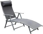 Outsunny Sonnenliege Liegestuhl Gartenliege 7 Positionen verstellbar Grau