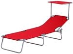 Outsunny Sonnenliege Gartenliege Relaxliege Dreibeinliege Liege Klappbar Rot