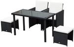 Polyrattan Sitzgruppe Essgruppe Gartenset Garnitur 11 tlg. mit Kissen, Schwarz