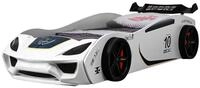 TRAUMM&Ouml;BEL Autobett TURBO V2 Wei&szlig; Kinderbett im Rennwagen-Design mit...