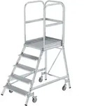 Munk Podesttreppe einseitig begehbar mit Federrollen Aluminium geriffelt - 050105