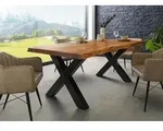 Baumtisch Akazie 180x90x77 Akazie natur lackiert / X-Beine anthrazit gl&auml;nzend