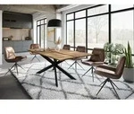Esstisch Mango 220x100x76 natur lackiert / Epoxid schwarz, Kreuzgestell 2...