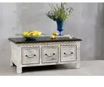 Couchtisch Mango / Akazie 100x57x45 wei&szlig; gewachst CASTLE-ANTIK #231