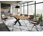 Baumtisch Mango 240x100x74 natur lackiert / Epoxid schwarz, Kreuzgestell...