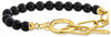 Armband aus Onyx-Beads und Ankerelementen mit weißen Steinen vergoldet