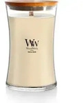 WoodWick Vanille Vanilla Bean Duftkerze Gro&szlig; im Sanduhrglas mit knisterndem