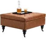 VEVOR quadratische Leder-Ottomane mit Stauraum, gepolsterter Couchtisch mit
