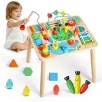 VEVOR Holz Aktivit&auml;tstisch, Montessori Spielzeug, 13-in-1-Lerntisch, Spieltisch