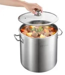 VEVOR Edelstahl Kochtopf 19,9 L Gro&szlig;er Suppentopf mit Glasdeckel...