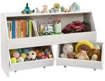 VEVOR Kinderregal B&uuml;cherregal aus Holz mit Stauraum, Spielzeugschrank mit 2...