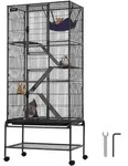 VEVOR 69" rollender Frettchenk&auml;fig aus Metall, gro&szlig;er 4-st&ouml;ckiger K&auml;fig,