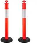 VEVOR Verkehrsleitpfosten Leitpfosten 2 Stk. (114 cm) mit bef&uuml;llbarem Sockel &