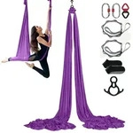 VEVOR Aerial Yoga H&auml;ngematte Set 8 x 2,8 m, Lila Aerial Yoga Swing Air Fliegen,