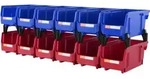 VEVOR 12er-Set Sichtlagerboxen Stapelboxen Stapelkisten Lagerk&auml;sten Blau/Rot