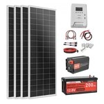 VEVOR 400W Solaranlage Komplettset, Insel Solaranlage Inkl. 4x 100W Mono-Solarpanele