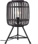 Brilliant Tischleuchte Woodrow Holz schwarz E27 max. 60W mit Kabelschalter