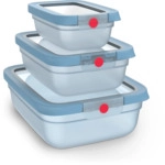 EMSA Tefal Oneclick Frischhaltedosen 3-Teiliges Space Saving Set (0 5 / 1 2 / 2 3 L)