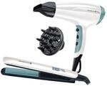 Remington Shine Therapy Geschenk-Set Wei?/T?rkis | Haartr.+Gl?tter | 2300 Watt 
