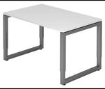 REGO 12 G | Schreibtisch 120 x 80 h&ouml;henverstellbar Wei&szlig;/Graphit